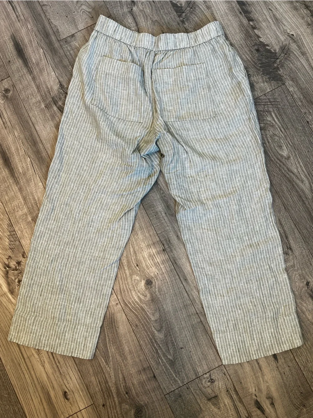 Everlane European Flax Sage Green White Stripe The Linen Easy Pant- Size XL